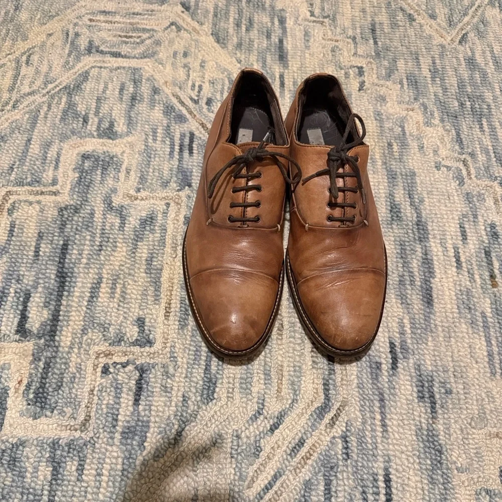 Joseph Abboud Distressed Tan Leather Dress Shoes Mens Size 10.5